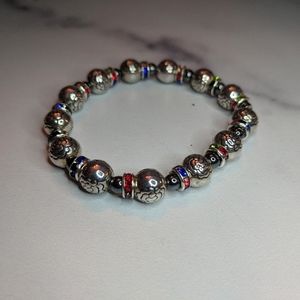 Handcrafted silver colorful bracelet